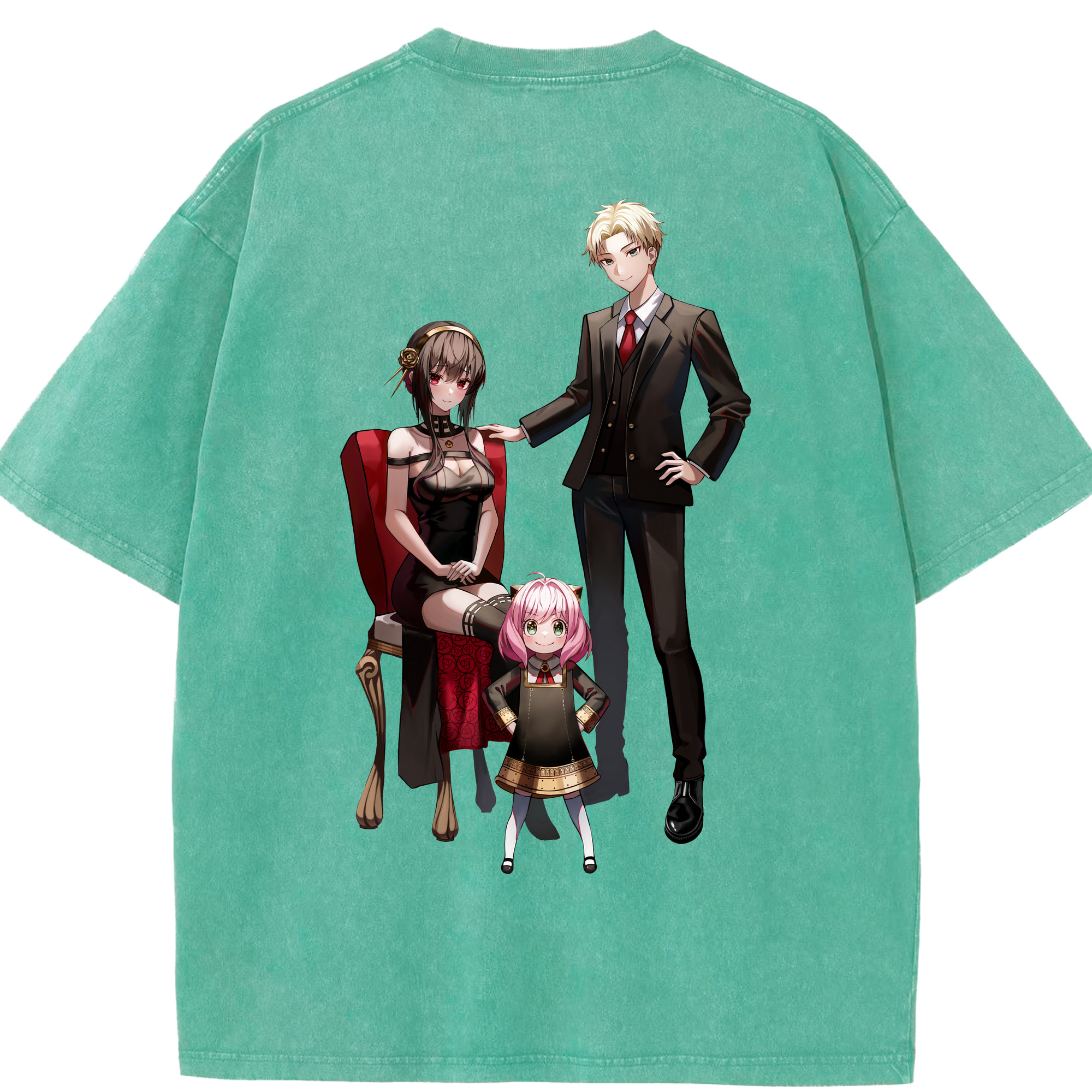 （画像用） SPY×FAMILY间谍家家酒 綿100% ヴィンテージ風 半袖Tシャツ（背面プリント）